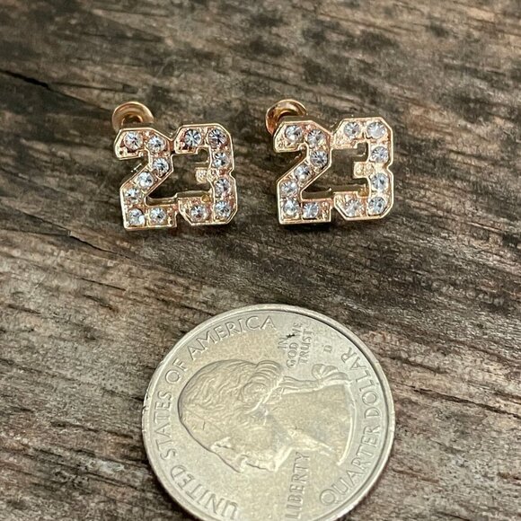 NEW Michael Jordan Jumpman 23 Basketball‎ CZ Stud Hip Hop Bling Earrings, 3 PACK - Picture 2 of 5